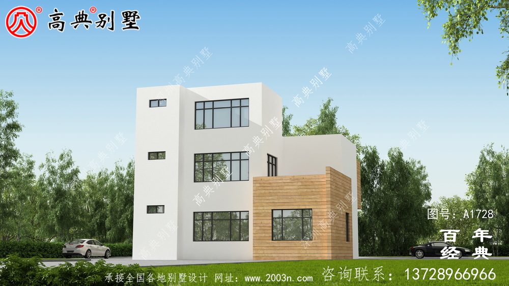 豪華現代風三層別墅外觀設計圖農村三層自建房設計圖