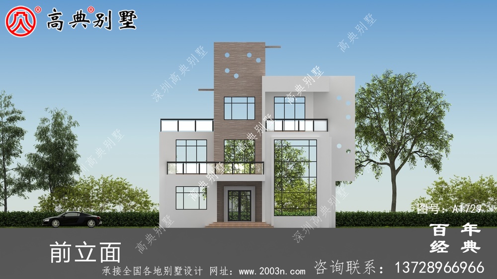 復式四層現代風別墅設計圖紙_農村四層別墅設計