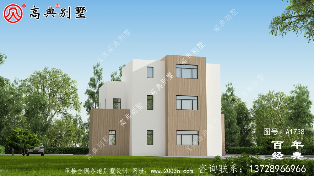 復式現代三層別墅設計圖紙及效果圖_農村三層別墅設計