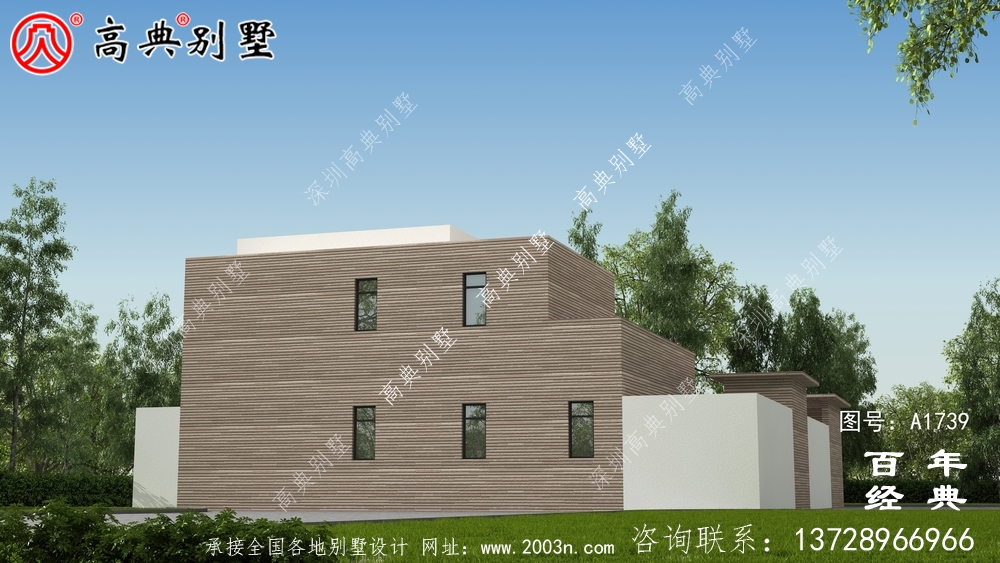 現代兩層別墅圖紙及效果圖_農村兩層自建房設計圖