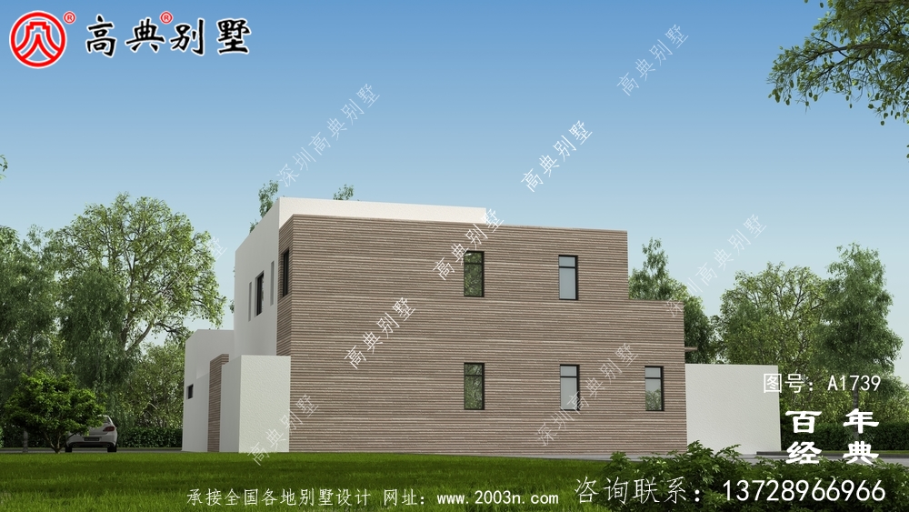 現代兩層別墅圖紙及效果圖_農村兩層自建房設計圖