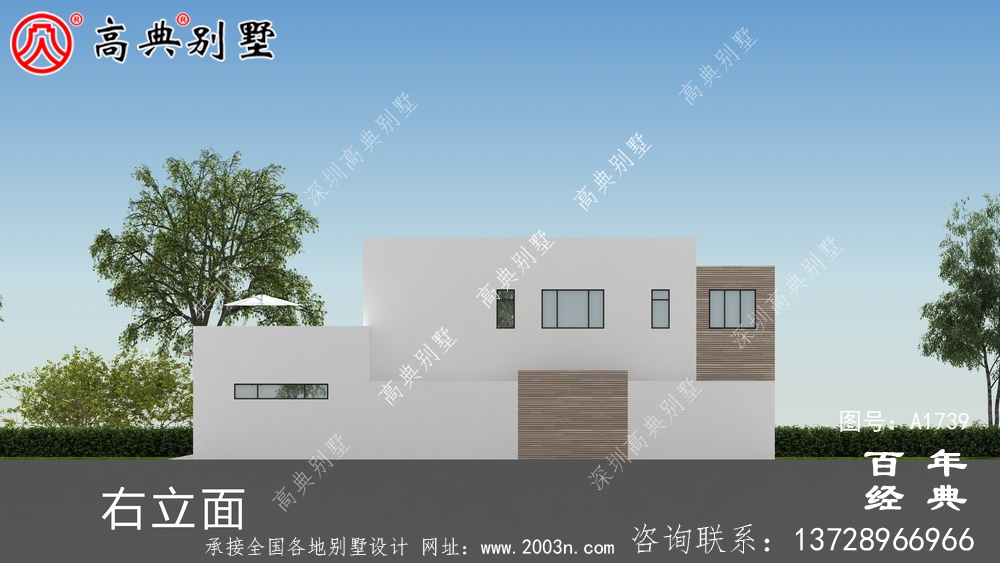 現代兩層別墅圖紙及效果圖_農村兩層自建房設計圖