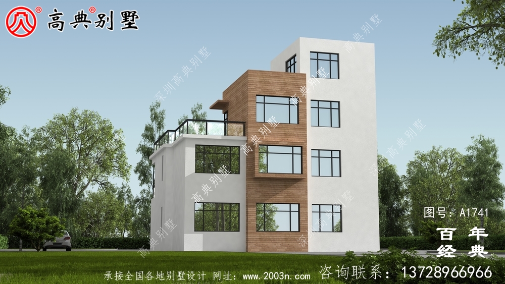 現代風四層農村別墅設計圖紙_農村四層別墅設計