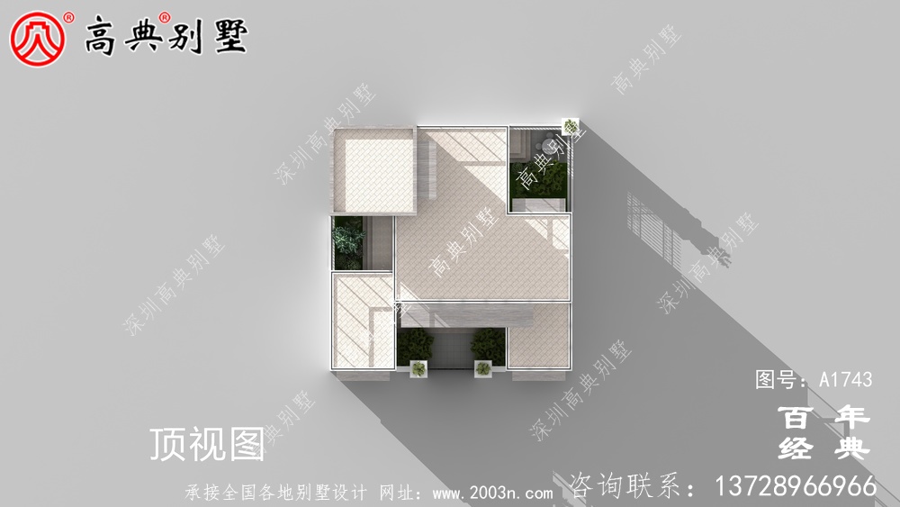 現代風三層帶庭院別墅圖紙及效果圖_農村三層自建房設計圖