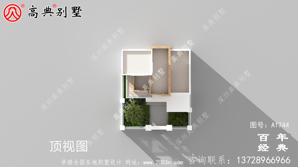 現代風四層帶庭院別墅設計圖紙_農村四層別墅設計