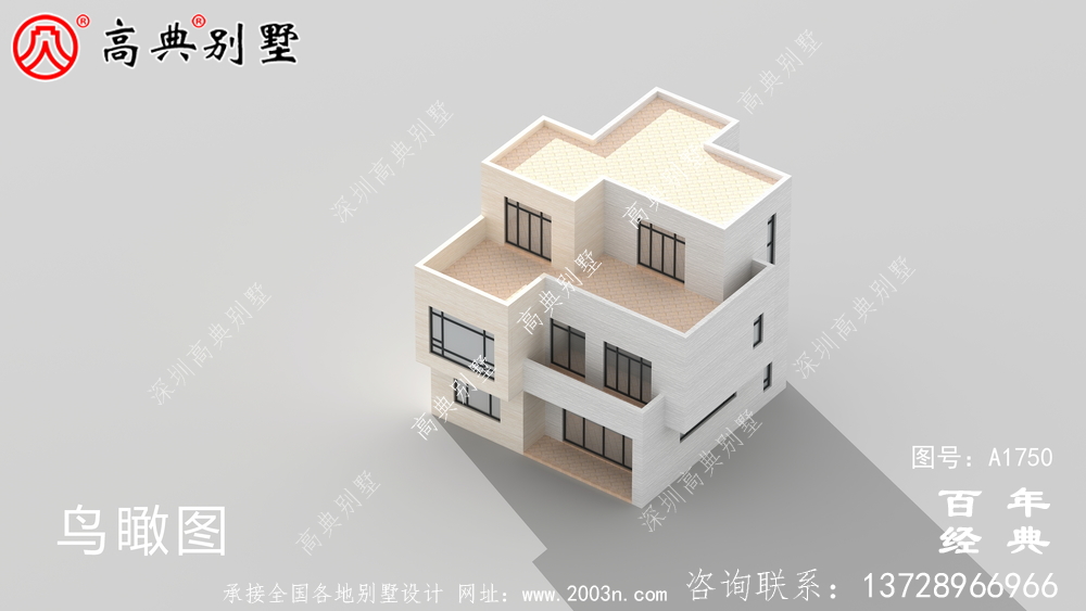 三層現代風別墅圖紙及效果圖_農村三層自建房設計圖