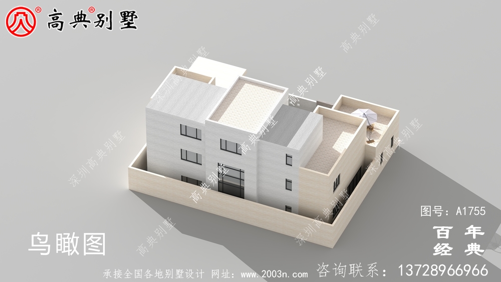 大氣三層現代風別墅圖紙及效果圖_農村三層自建房設計圖