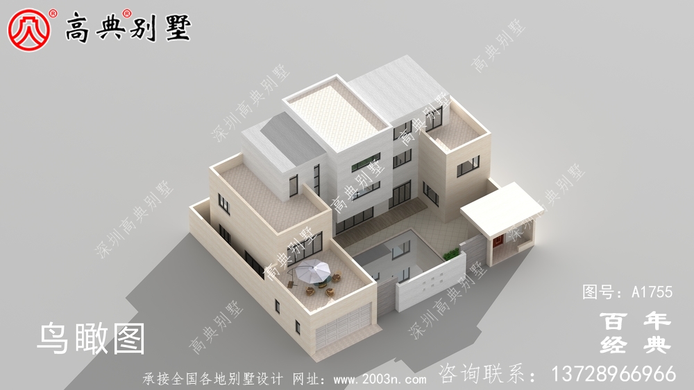 大氣三層現代風別墅圖紙及效果圖_農村三層自建房設計圖