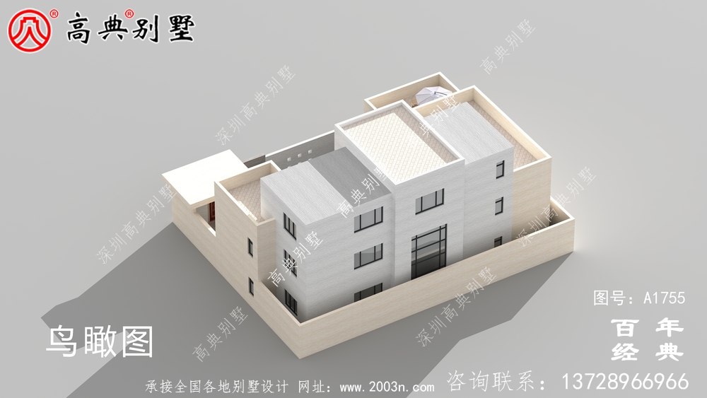大氣三層現代風別墅圖紙及效果圖_農村三層自建房設計圖