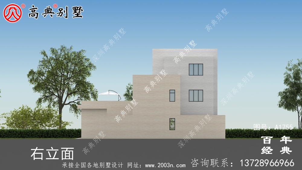 大氣三層現代風別墅圖紙及效果圖_農村三層自建房設計圖