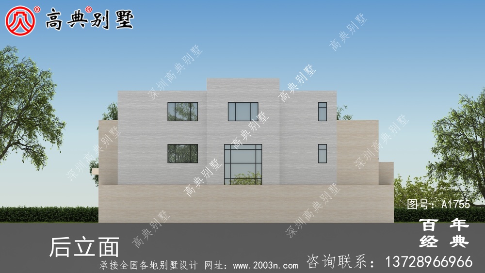 大氣三層現代風別墅圖紙及效果圖_農村三層自建房設計圖
