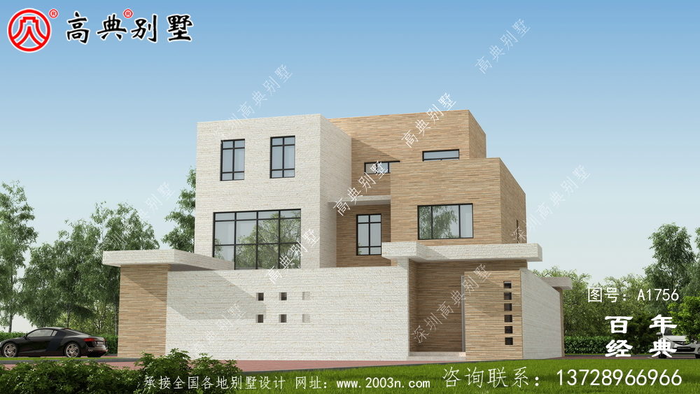復(fù)式三層現(xiàn)代風別墅圖紙及效果圖_農(nóng)村三層自建房設(shè)計圖