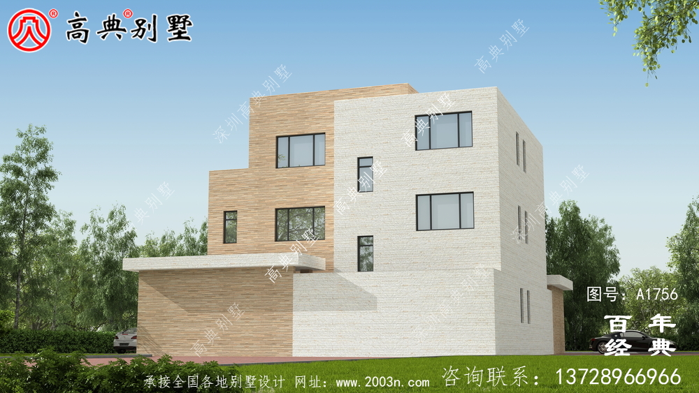 復(fù)式三層現(xiàn)代風別墅圖紙及效果圖_農(nóng)村三層自建房設(shè)計圖