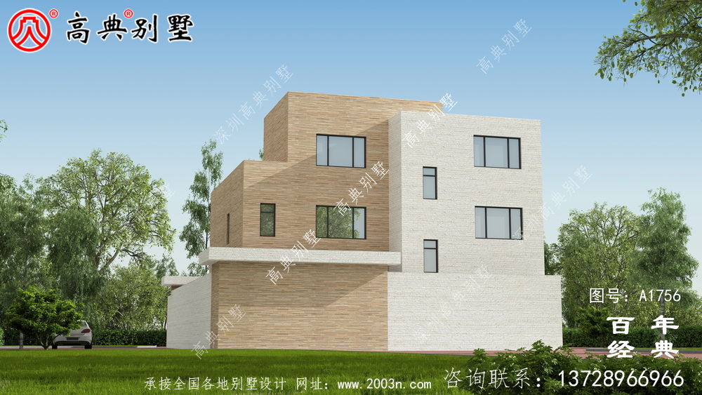 復(fù)式三層現(xiàn)代風別墅圖紙及效果圖_農(nóng)村三層自建房設(shè)計圖