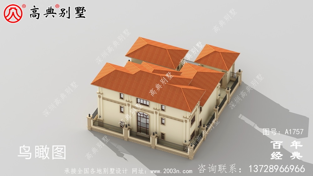 超豪華三層歐式別墅圖紙及效果圖_農村三層自建房設計圖