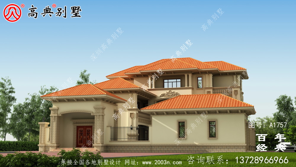 超豪華三層歐式別墅圖紙及效果圖_農村三層自建房設計圖