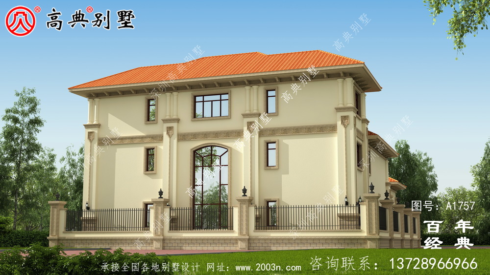 超豪華三層歐式別墅圖紙及效果圖_農村三層自建房設計圖