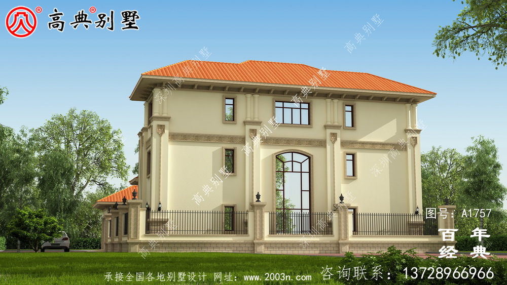 超豪華三層歐式別墅圖紙及效果圖_農村三層自建房設計圖
