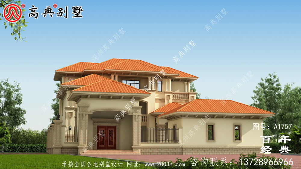 超豪華三層歐式別墅圖紙及效果圖_農村三層自建房設計圖