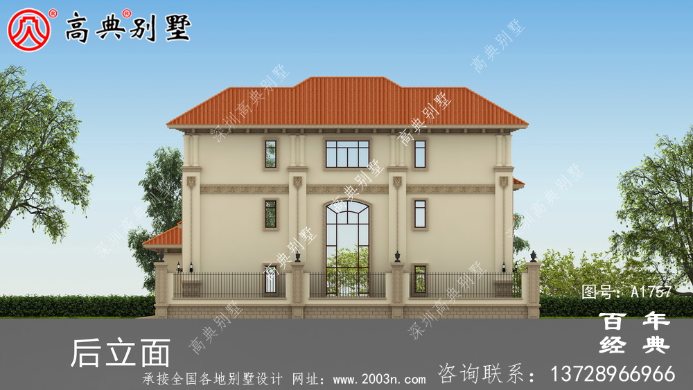 超豪華三層歐式別墅圖紙及效果圖_農村三層自建房設計圖
