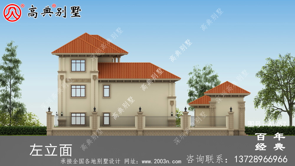超豪華三層歐式別墅圖紙及效果圖_農村三層自建房設計圖