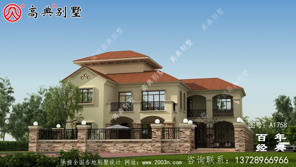 豪華三層歐式別墅圖紙及效果圖_農村三層自建房設計圖