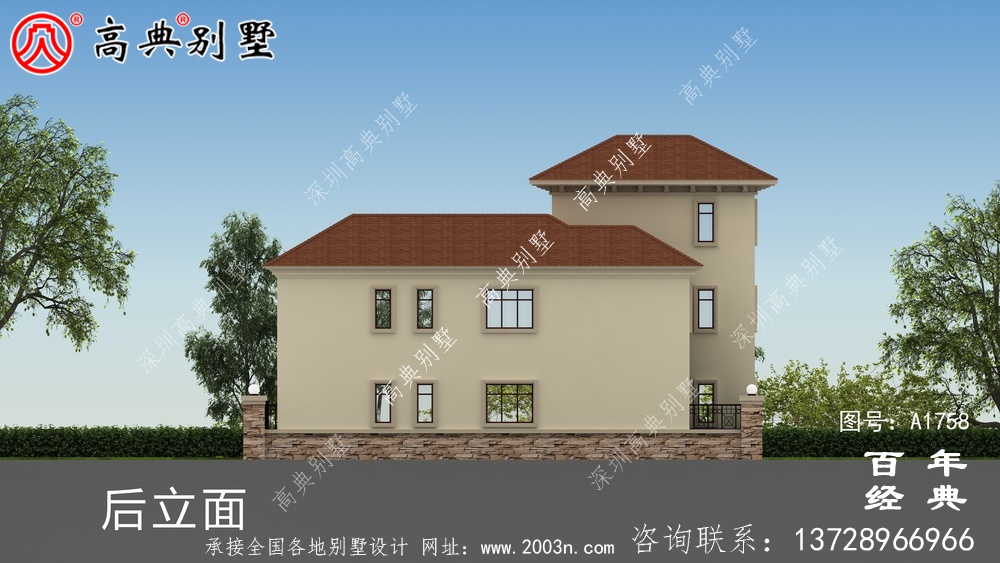 豪華三層歐式別墅圖紙及效果圖_農村三層自建房設計圖
