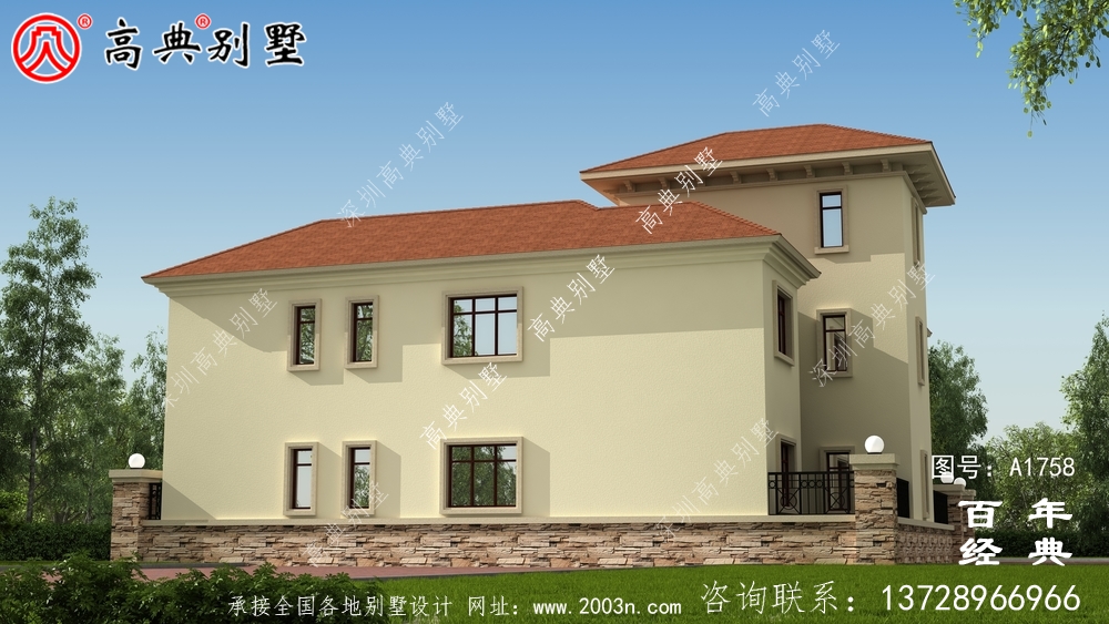 豪華三層歐式別墅圖紙及效果圖_農村三層自建房設計圖
