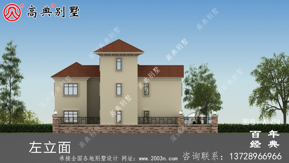 豪華三層歐式別墅圖紙及效果圖_農村三層自建房設計圖