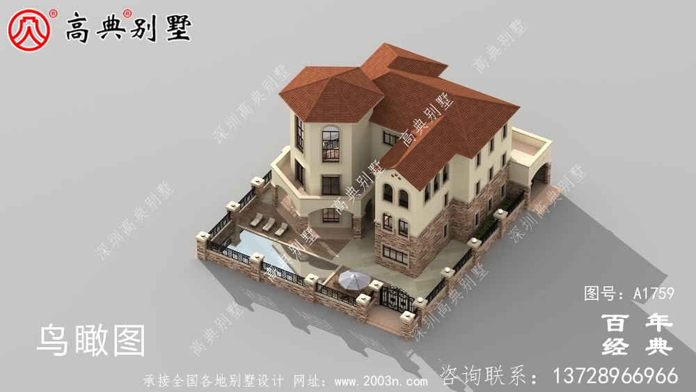 復式三層西班牙風格歐式別墅圖紙及效果圖_農村三層自建房設計圖 復式三層西班牙風格歐式別墅圖紙及效果圖_農村三層自建房設計圖