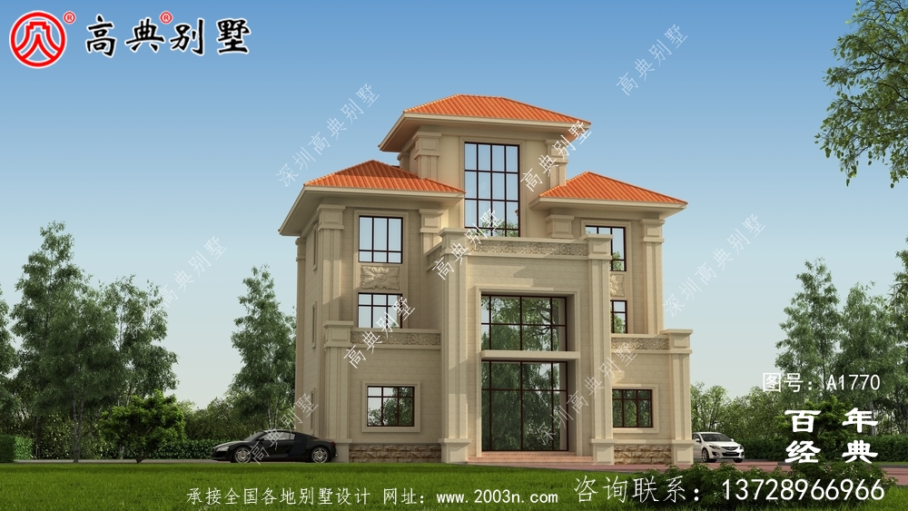 復式三層歐式別墅圖紙及效果圖_農村三層自建房設計圖