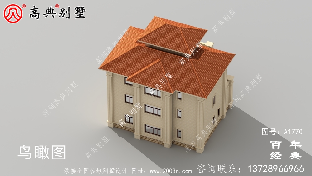 復式三層歐式別墅圖紙及效果圖_農村三層自建房設計圖