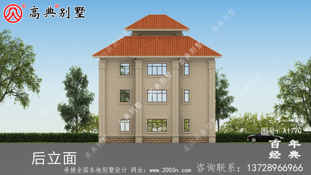 復式三層歐式別墅圖紙及效果圖_農村三層自建房設計圖
