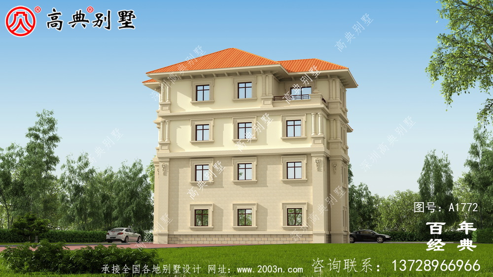 復式三層豪華歐式別墅設計圖紙_農村四層別墅設計
