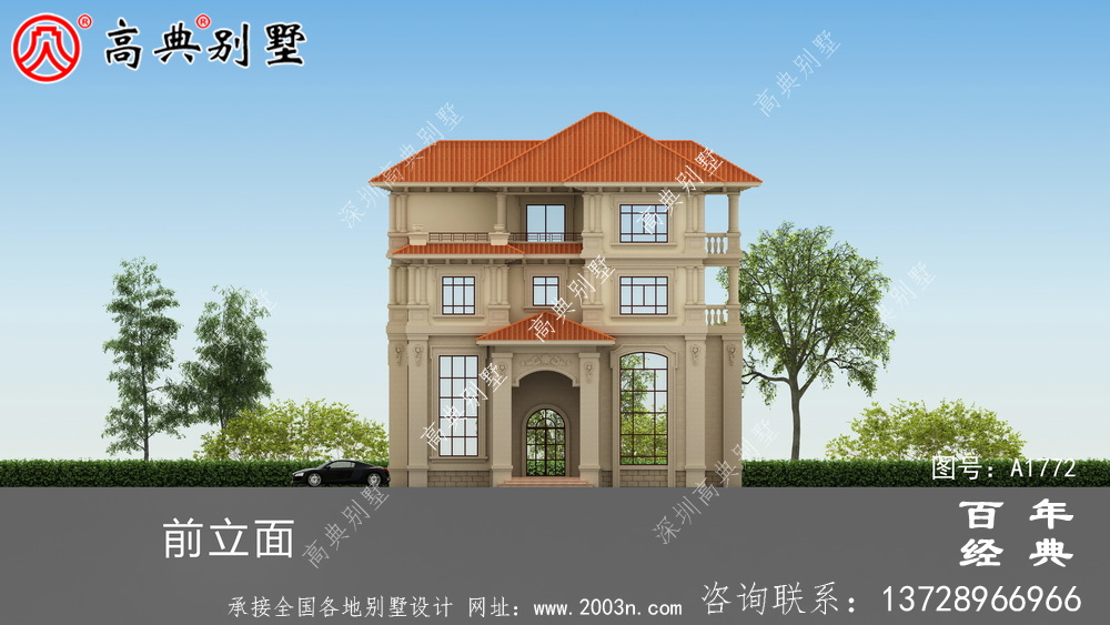 復式三層豪華歐式別墅設計圖紙_農村四層別墅設計