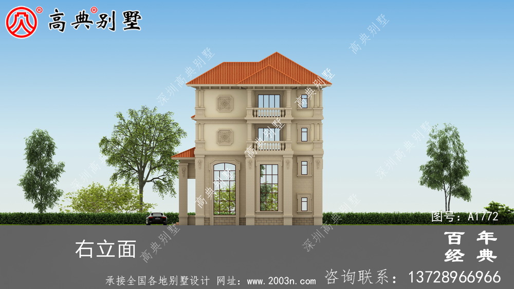 復式三層豪華歐式別墅設計圖紙_農村四層別墅設計