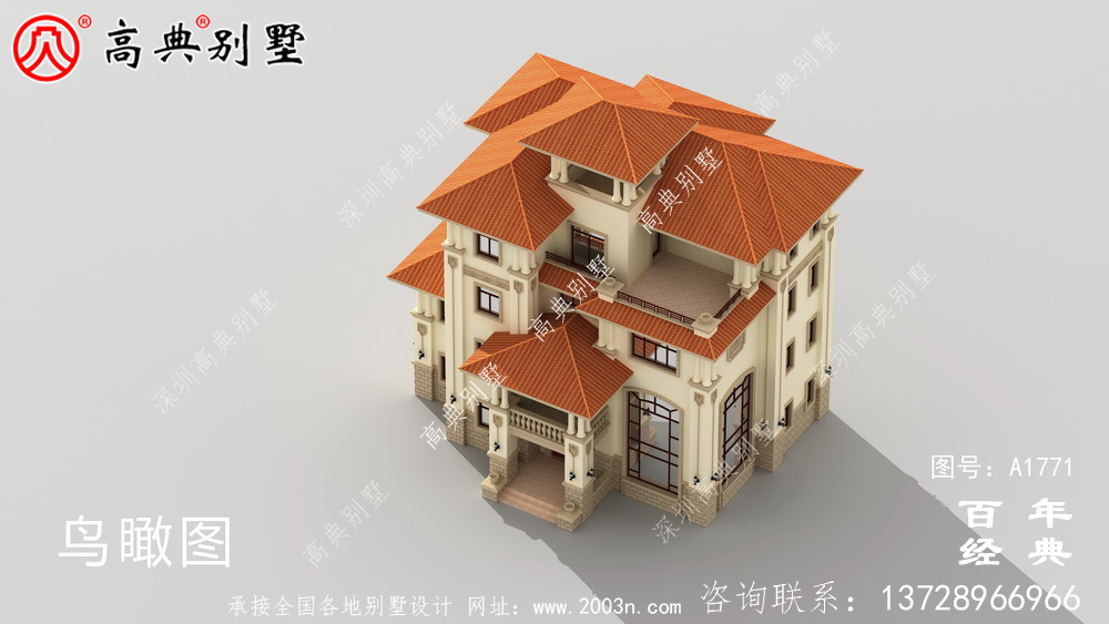 復式四層大戶型歐式別墅設計圖紙_農村四層別墅設計