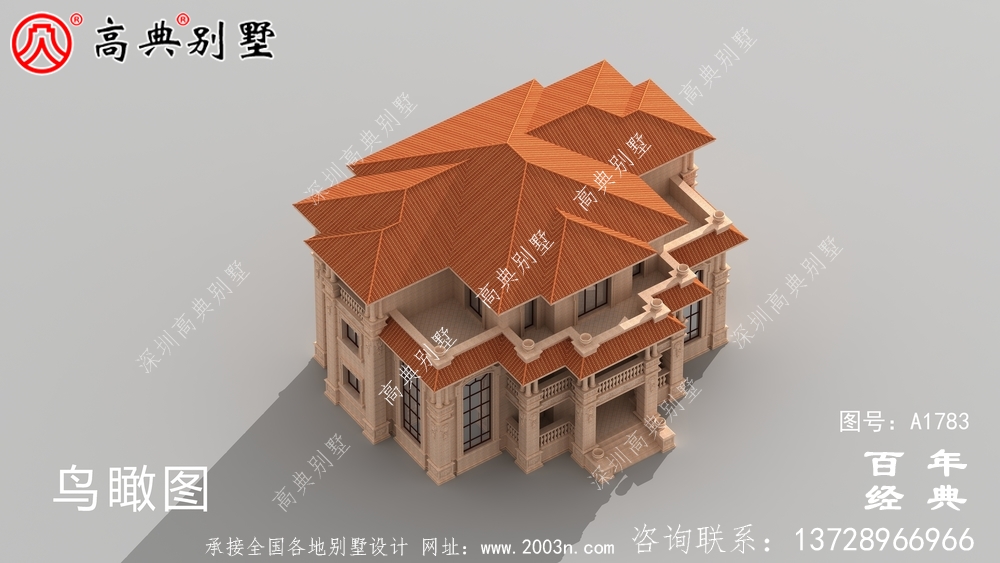 歐式三層石材復式雙拼別墅圖紙及效果圖_農村三層自建房設計圖