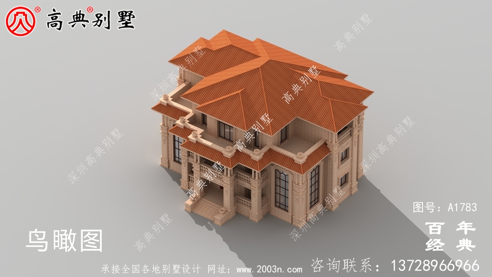 歐式三層石材復式雙拼別墅圖紙及效果圖_農村三層自建房設計圖