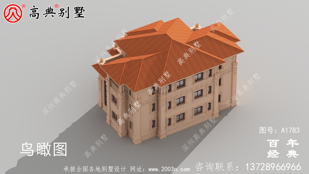 歐式三層石材復式雙拼別墅圖紙及效果圖_農村三層自建房設計圖
