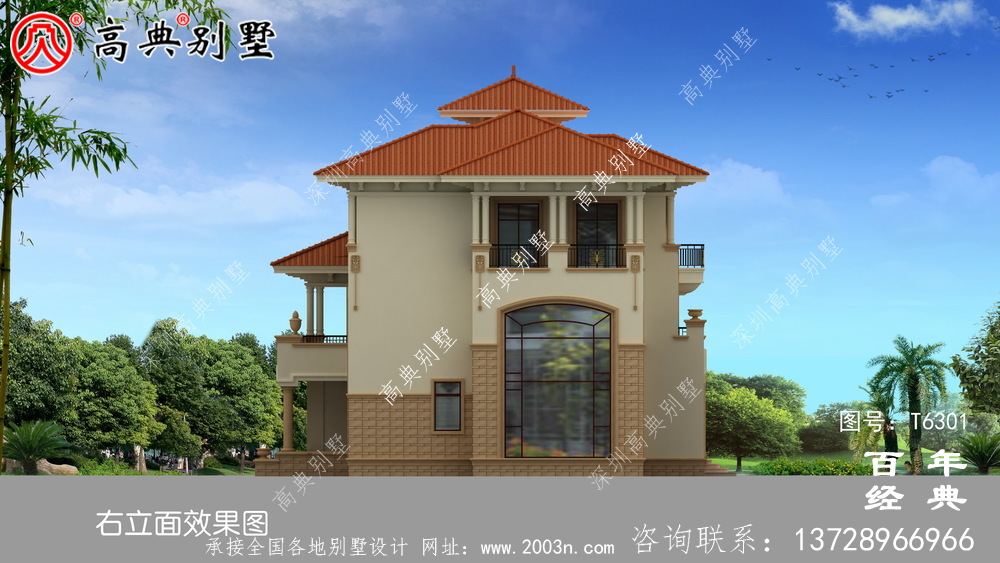復式三層歐式別墅設計圖紙及效果圖大全_農村三層自建房設計圖