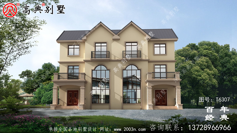 復式雙拼三層農村別墅效果圖_農村三層自建房設計圖 復式雙拼三層農村別墅效果圖_農村三層自建房設計圖