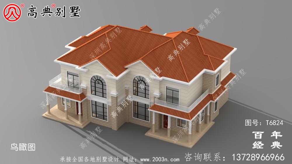 農村兩層雙拼歐式別墅圖紙及效果圖_農村兩層自建房設計圖