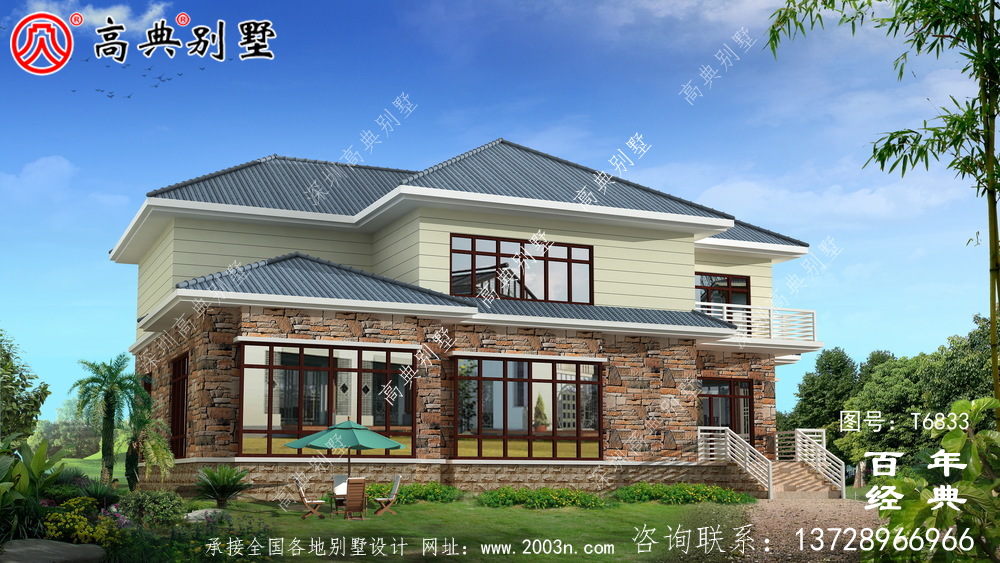 二層歐式別墅外觀效果圖_農村兩層自建房設計圖