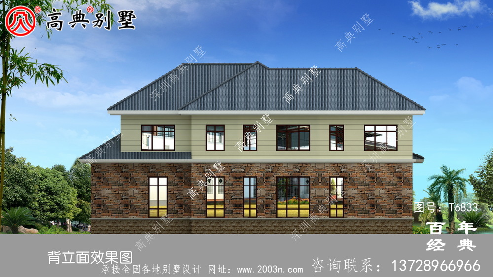 二層歐式別墅外觀效果圖_農村兩層自建房設計圖