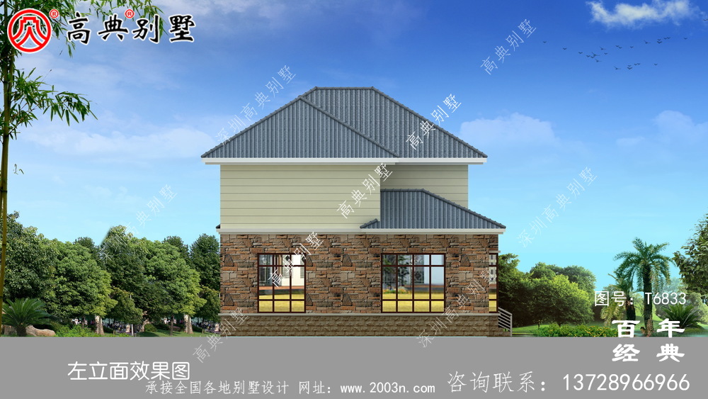 二層歐式別墅外觀效果圖_農村兩層自建房設計圖