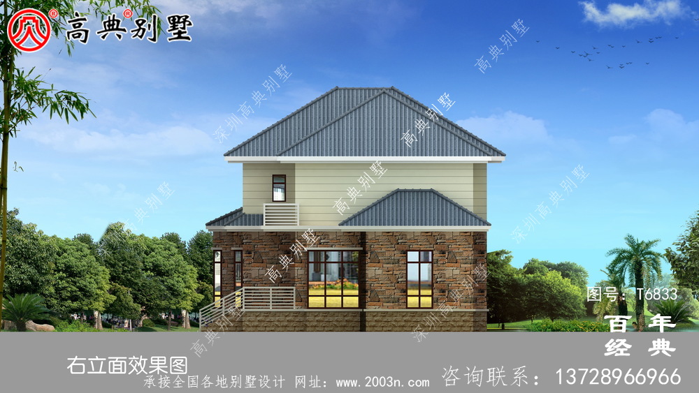 二層歐式別墅外觀效果圖_農村兩層自建房設計圖