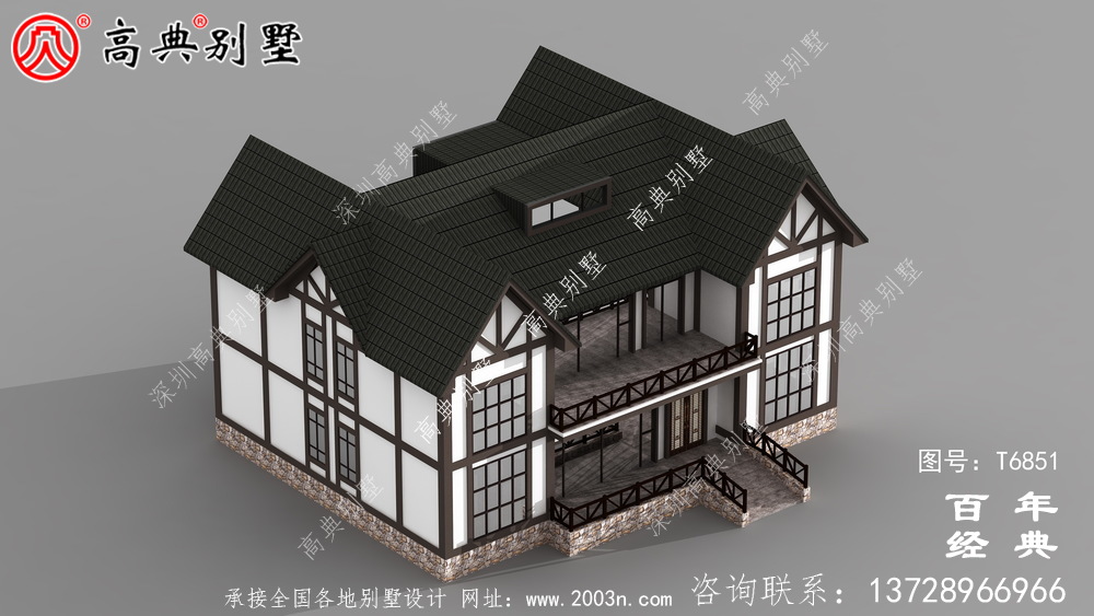 英式風格兩層歐式別墅設計圖紙及效果圖_農村三層別墅設計
