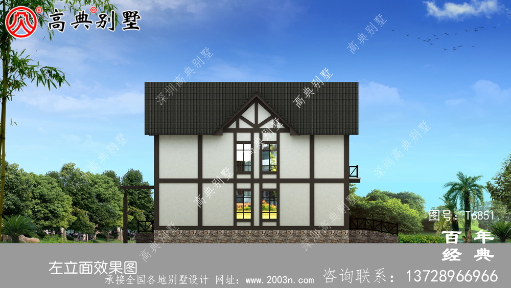 英式風格兩層歐式別墅設計圖紙及效果圖_農村三層別墅設計