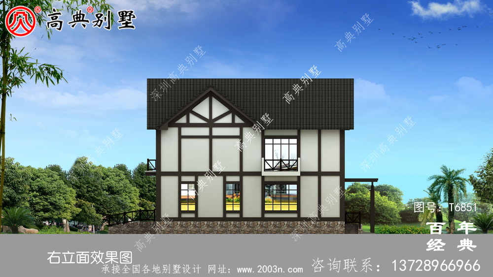 英式風格兩層歐式別墅設計圖紙及效果圖_農村三層別墅設計